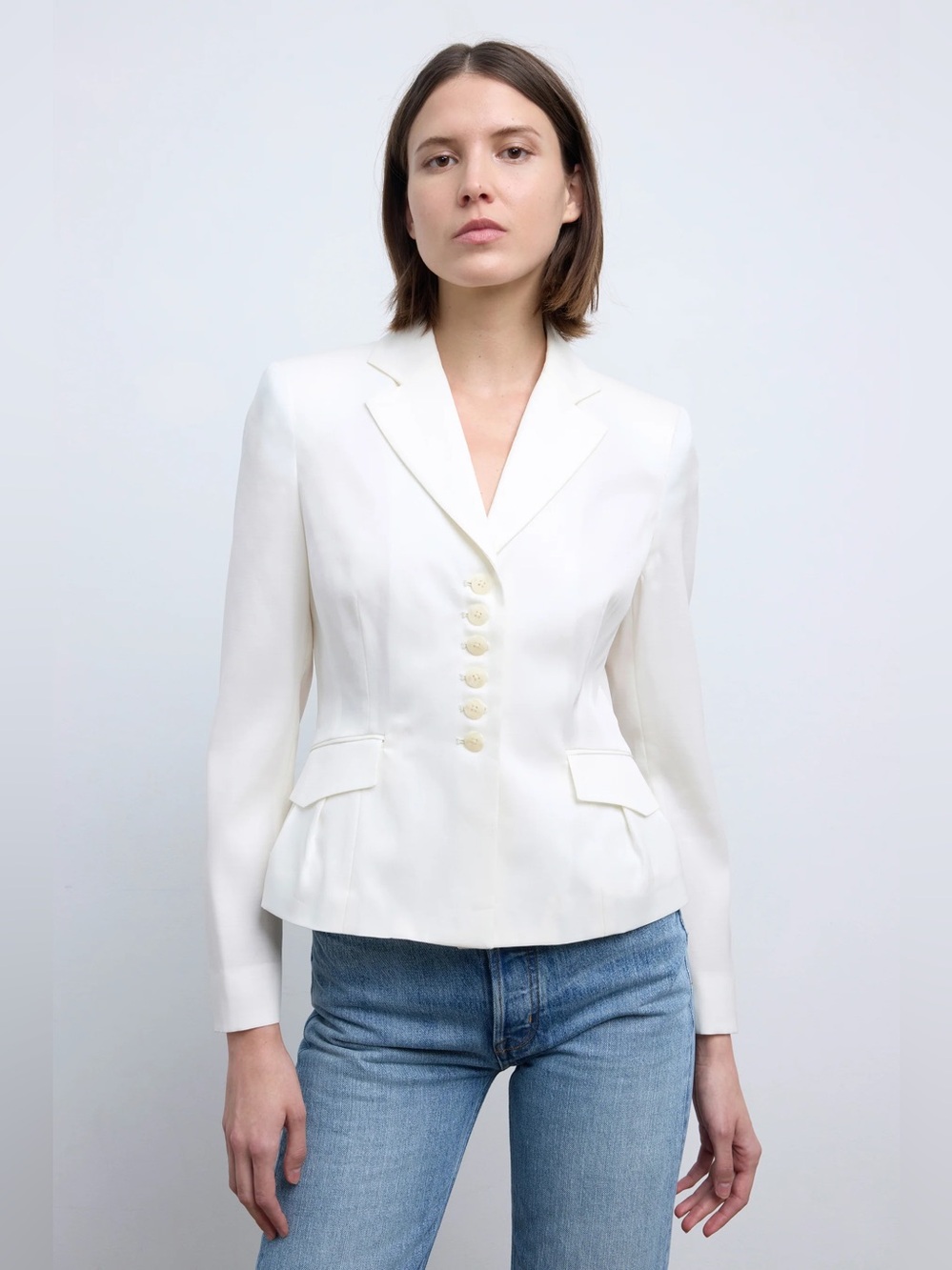 Ruadh New The Blair Fitted Jacket Ivory Size 0